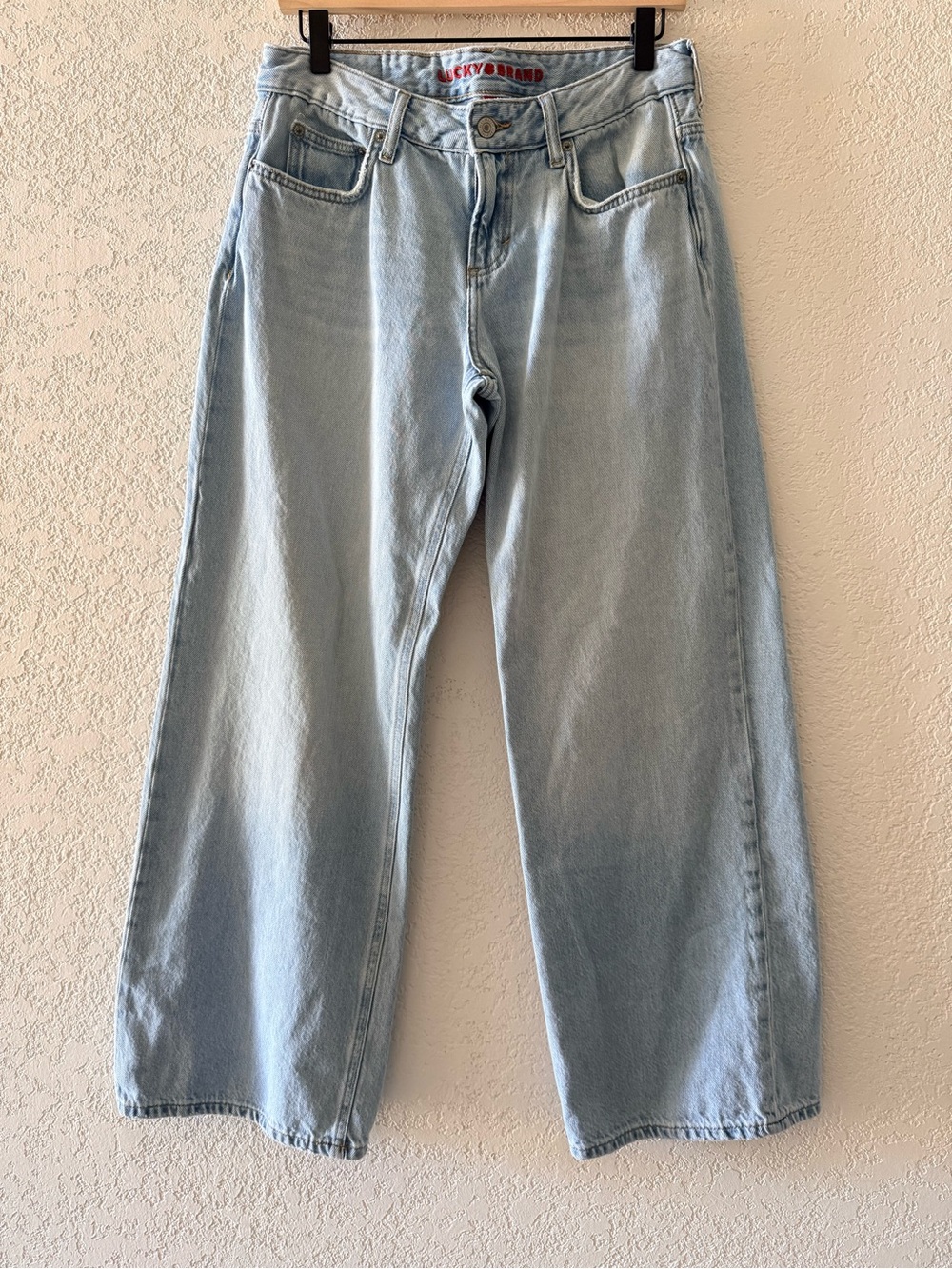 LUCKY BRAND Baggy Wide Leg High Rise Light Wash Boho Women's Denim Jeans Sz 27
